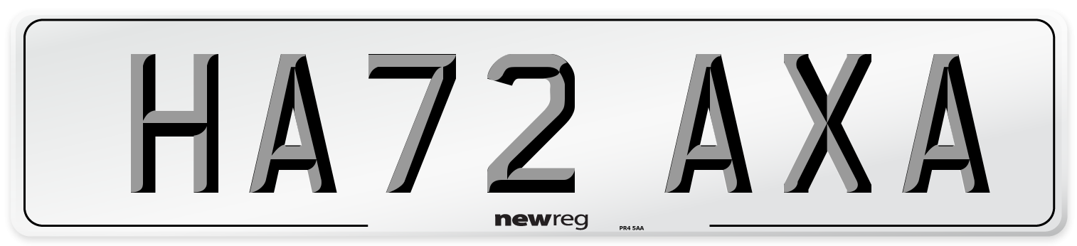HA72 AXA Number Plate from New Reg